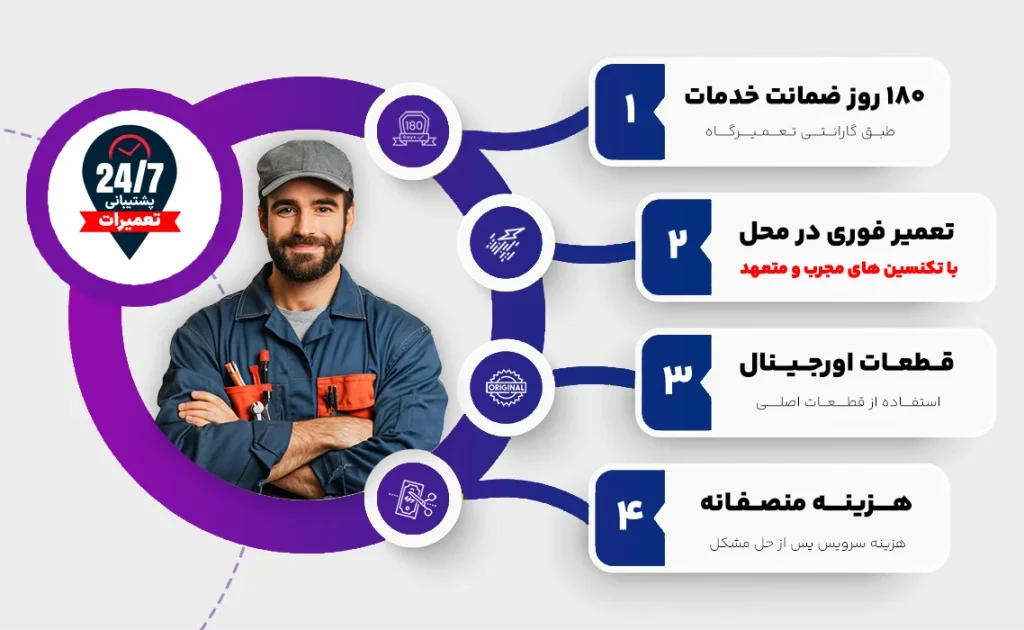 ویژگی تعمیرگاه شیراز تک سرویس 